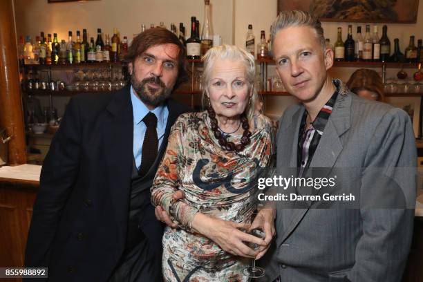 Andreas Kronthaler, Vivienne Westwood and Jefferson Hack attend a dinner in Paris to celebrate Another Magazine A/W17 hosted by Vivienne Westwood,...