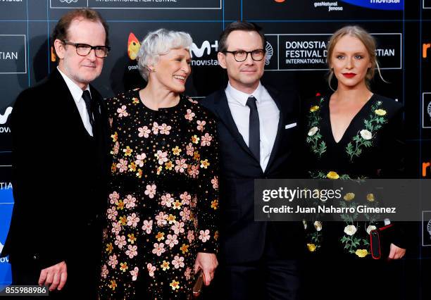 Bjor Runge, Glenn Close, Christian Slater and Annie Starke attend the red carpet of the closure gala during 65th San Sebastian Film Festival at...