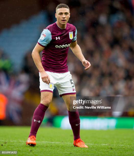 James Chester of Aston Villa during the Sky Bet Championship match between Aston Villa and Bolton Wanderers at Villa Park on September 30, 2017 in...