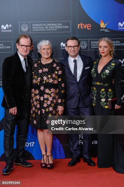 Bjor Runge, Glenn Close, Christian Slater and Annie Starke attends the red carpet of the closure gala during 65th San Sebastian Film Festival at...