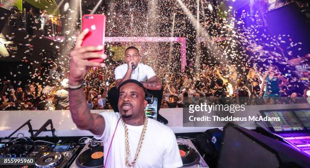 Jermaine Dupri and Shad Moss at LIV nightclub at Fontainebleau Miami on September 29, 2017 in Miami Beach, Florida.