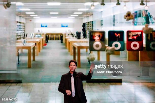 Siri Inc. Co-founder and formerly a director of engineering in the iPhone group at Apple Adam Cheyer performs in Kyiv, Ukraine, September 30, 2017