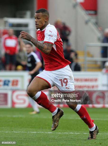 Jonson Clarke-Harris of Rotherham United in action during the Sky Bet League One match between Rotherham United and Northampton Town at The Aesseal...