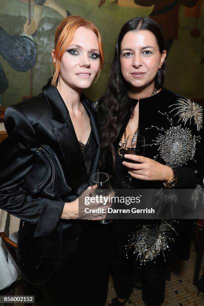 Anya Yiapanis and Katie Shillingord attend a dinner in Paris to celebrate Another Magazine A/W17 hosted by Vivienne Westwood, Andreas Kronthaler,...