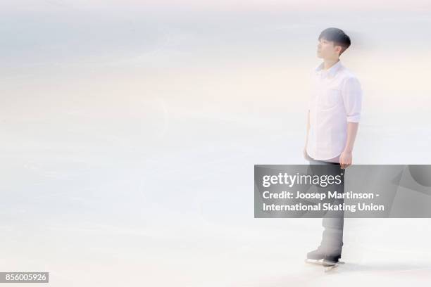 June Hyoung Lee of Korea performs in the Gala Exhibition during the Nebelhorn Trophy 2017 at Eissportzentrum on September 30, 2017 in Oberstdorf,...