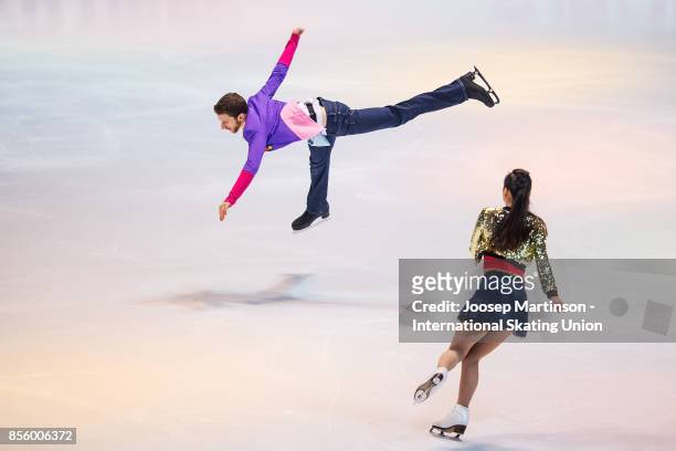 Yura Min and Alexander Gamelin of Korea perform in the Gala Exhibition during the Nebelhorn Trophy 2017 at Eissportzentrum on September 30, 2017 in...