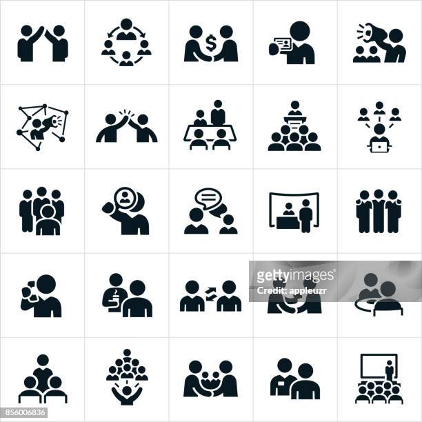 business networking icons - business meeting stock illustrations