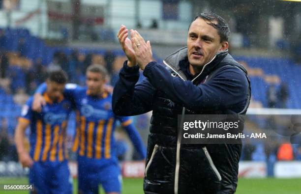 Paul Hurst manager of Shrewsbury Town after the Sky Bet League One match between Shrewsbury Town and Scunthorpe United at New Meadow on September 30,...