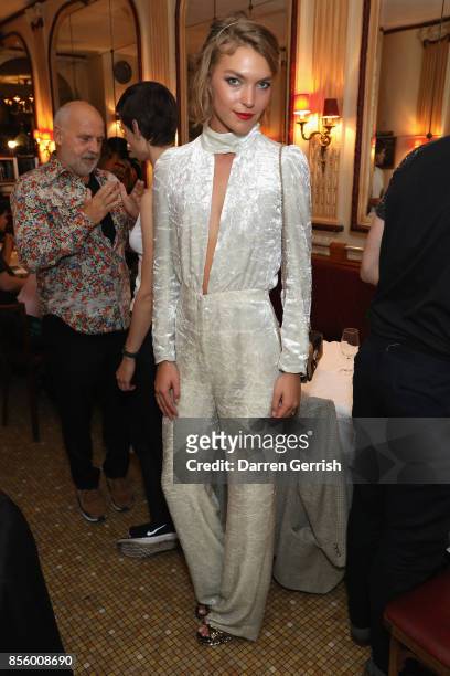 Arizona Muse attends a dinner in Paris to celebrate Another Magazine A/W17 hosted by Vivienne Westwood, Andreas Kronthaler, Jefferson Hack, Susannah...