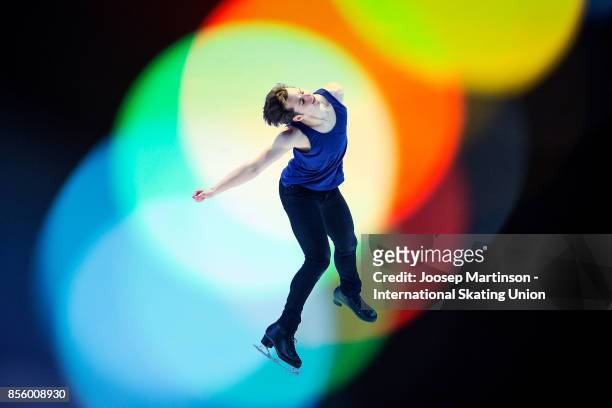 Alexander Johnson of the United States performs in the Gala Exhibition during the Nebelhorn Trophy 2017 at Eissportzentrum on September 30, 2017 in...