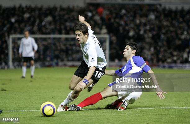 Chelsea's Joe Cole is brought down in the area by Portsmouth's Dejan Stefanovic to a penalty from which Frank Lampard scores the second goal