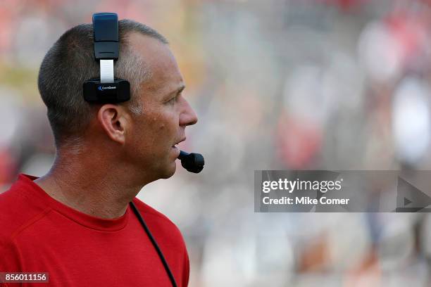 Head coach Dave Doeren of the North Carolina State Wolfpack looks on during the Wolfpack's football game against the Syracuse Orange at Carter Finley...