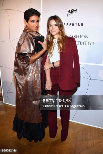 Deena Aljuhani Abdulaziz and Miroslava Duma attend the Buro 24/7 X Farfetch Fashion Forward Initiative as part of the Paris Fashion Week Womenswear...