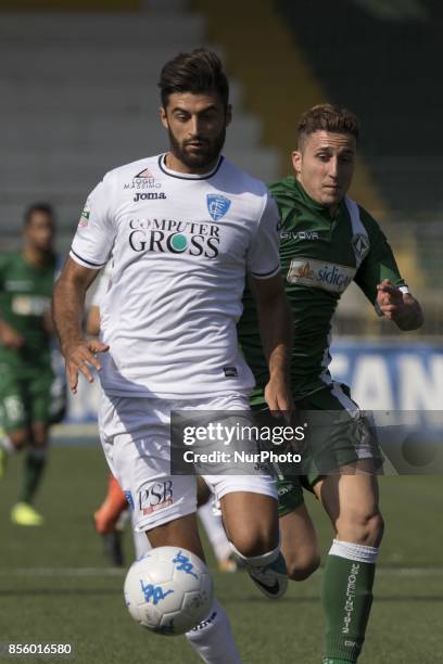 Sebastiano Luperto of FC Empoli vies Leonardo Morosini of SP AVellino, during Serie B match between AS Avellino and Empoli FC at Stadium Partenio...