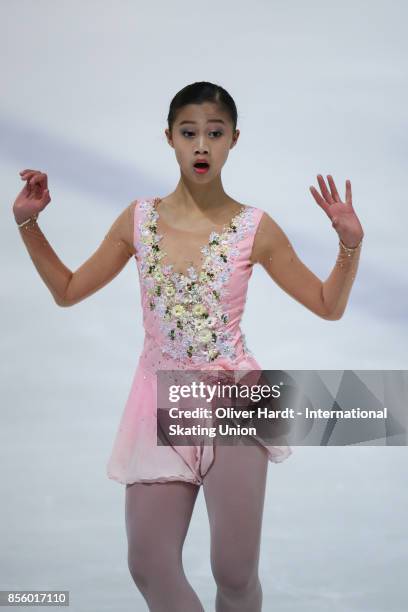 Xin Yi Loke of Singapur performs in the Junior Ladies Free Skating Program during day four of the ISU Junior Grand Prix of Figure Skating at Dom...