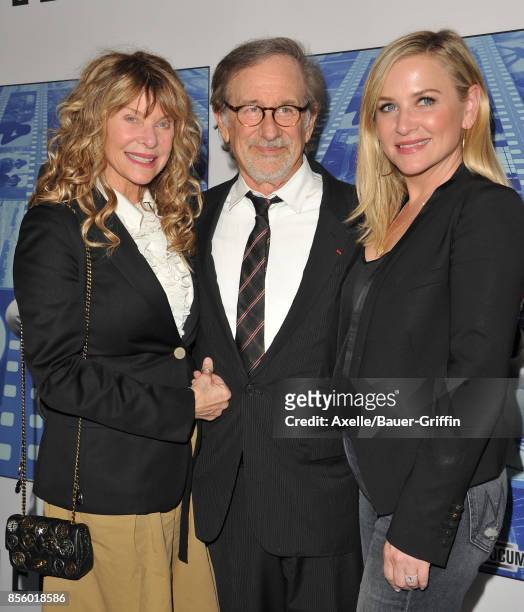 Director Steven Spielberg, wife Kate Capshaw and daughter Jessica Capshaw arrive at the HBO Premiere of 'Spielberg' at Paramount Studios on September...
