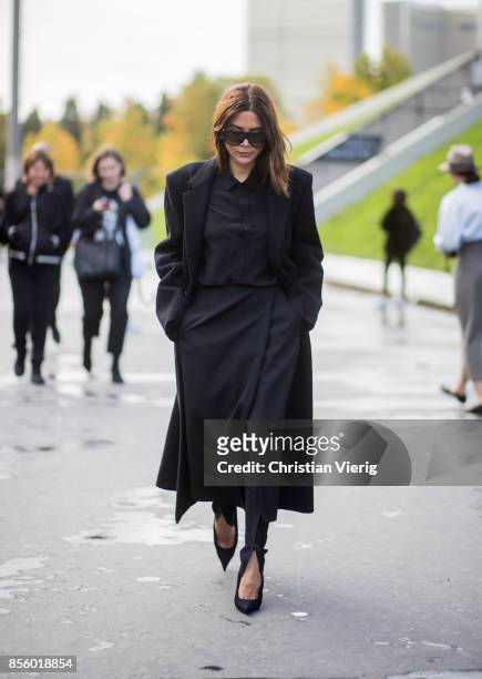 Christine Centenera is seen outside Haider Ackermann during Paris Fashion Week Spring/Summer 2018 on September 30, 2017 in Paris, France.