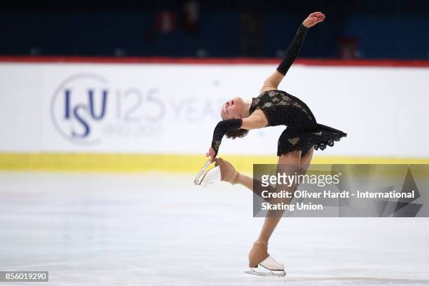Sofia Sula of Finland performs in the Junior Ladies Free Skating Program during day four of the ISU Junior Grand Prix of Figure Skating at Dom...