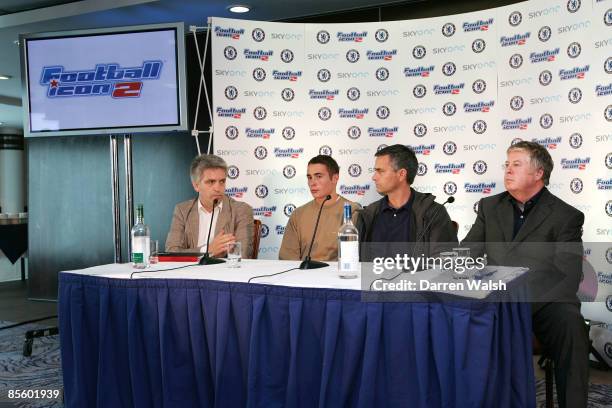 Andrew O'Connell, Executive Producer for Sky One with Sam Hurrell, Winner of Football Icon 1, Chelsea manager Jose Mourinho and Chelsea FC Group...