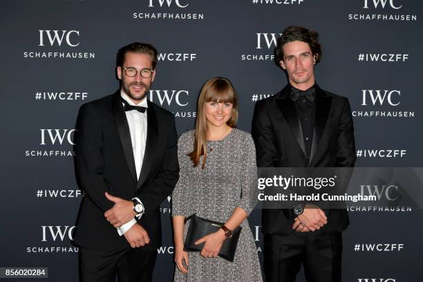 Maximilian Goetz, Sofia Wiedenroth and Patrick Seabase attend the IWC 'For the Love of Cinema' Gala Dinner at AURA Zurich on 30 September, 2017 in...