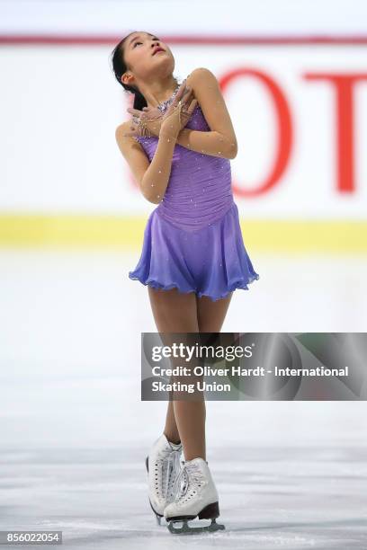 Akari Matsuoka of Japan performs in the Junior Ladies Free Skating Program during day four of the ISU Junior Grand Prix of Figure Skating at Dom...