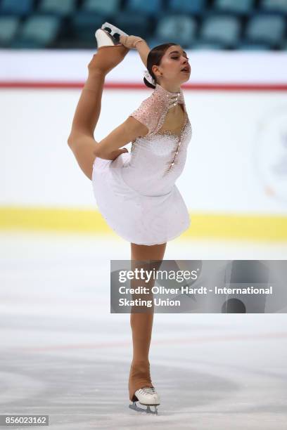 Elisabetta Leccardi of Italy performs in the Junior Ladies Free Skating Program during day four of the ISU Junior Grand Prix of Figure Skating at Dom...