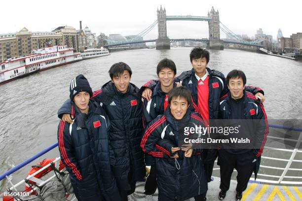 Team China on their visit to London during a sightseeing trip down the river Thames Shen Longyuan, Yang Xu, Yu Hai, Dai Qinghua, Zhao Ming, Team...