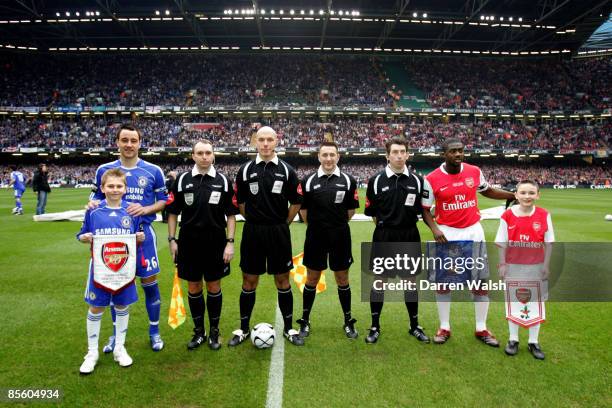 Chelsea captain John Terry and Arsenal Captain Kolo Toure lines up with Mascots and Match officials