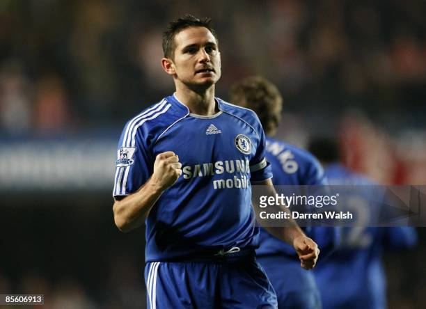 Chesea's Frank Lampard celebrates scoring the opening goal of the game