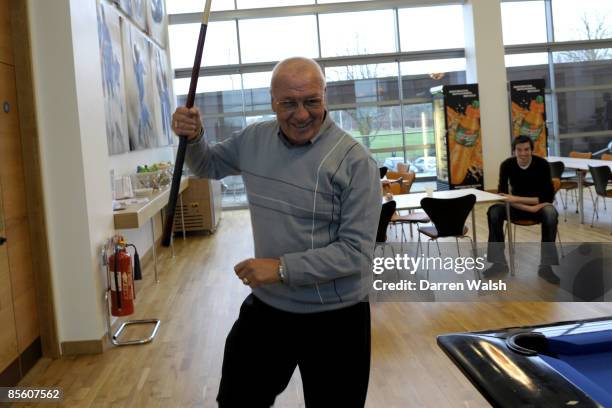 Former Chelsea player Peter Brabrook during a game of pool