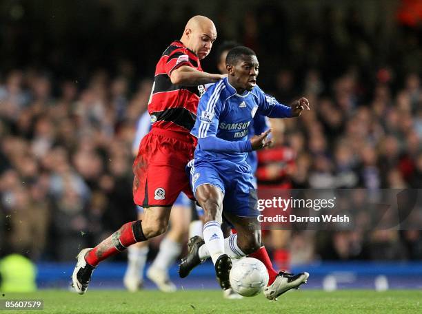 Chelsea's Shaun Wright-Phillips comes under pressure from Queens Park Rangers' Gavin Mahon