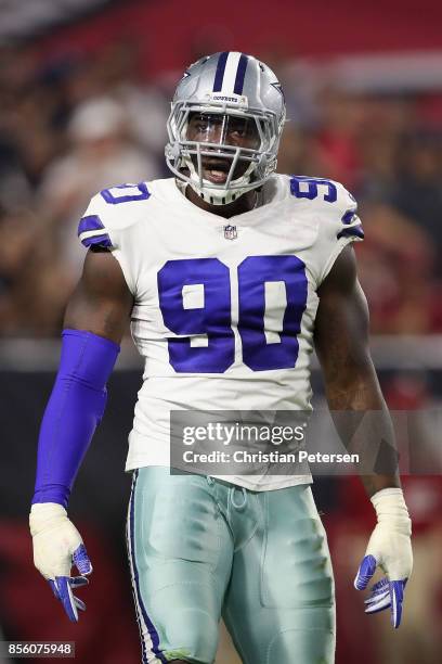 Defensive end Demarcus Lawrence of the Dallas Cowboys during the NFL game against the Arizona Cardinals at the University of Phoenix Stadium on...