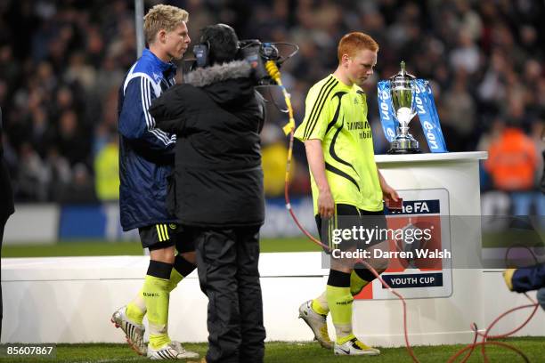 Chelsea's Michael Woods walks past the FA Youth Cup dejected