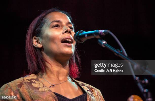 Singer/multi-instrumentalist Rhiannon Giddens performs at Neighborhood Theatre on September 30, 2017 in Charlotte, North Carolina.