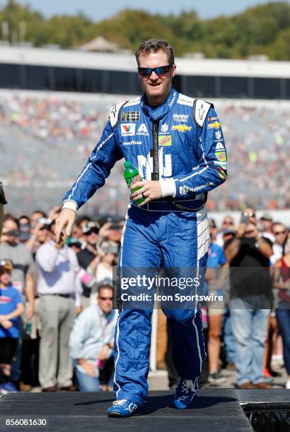 Dale Earnhardt Jr., Monster Energy NASCAR Cup Series driver of the Nationwide Chevrolet , introduced to the crowd on Dale Earnhardt Jr. Day in New...