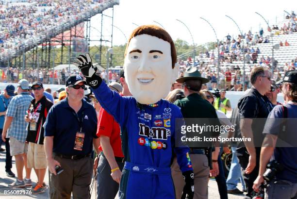 Mascot of Kyle Busch, Monster Energy NASCAR Cup Series driver of the M&M's Caramel Toyota , during the Monster Energy Cup Series ISM Connect 300 on...