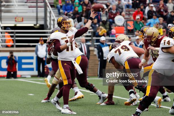 Central Michigan quarterback Shane Morris passes the ball during a game between the Boston College Eagles and the Central Michigan Chippewas on...