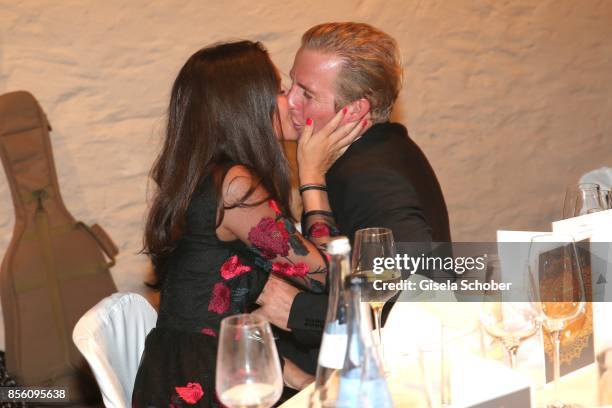 Daniel Roesner and his girlfriend Cara Stalder during the church wedding of Erdogan Atalay and Katja Ohneck at Heidelberg Castle on September 30,...