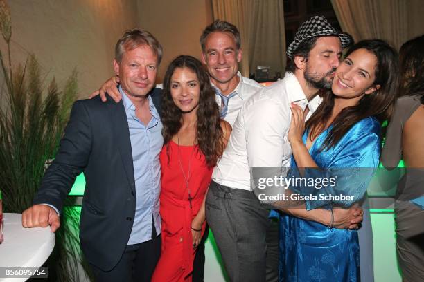 Christian Paschmann, Katja Woywood and her husband Marco Girnth, Tom Beck and his girlfriend Chryssanthi Kavazi during the church wedding of Erdogan...