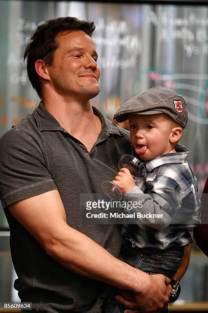 Actor Dylan Bruno and son Demian Axel Bruno celebrate the 100th Episode of CBS's "Numb3rs" at the LA Center Studios March 25, 2009 in Los Angeles,...