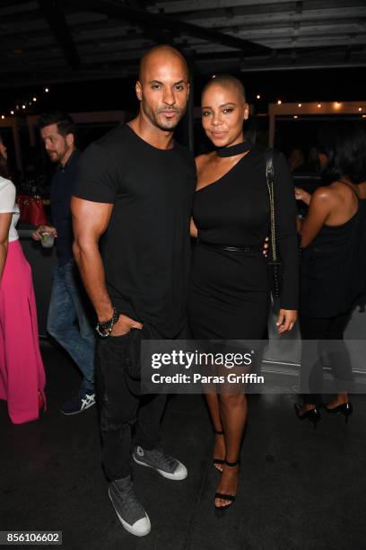 Actor Ricky Whittle and actress Sanaa Lathan at "Nappily Ever After" wrap party at Suite Lounge on September 30, 2017 in Atlanta, Georgia.