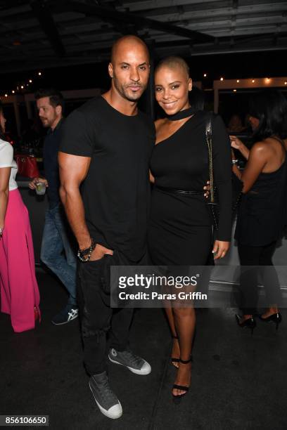 Actor Ricky Whittle and actress Sanaa Lathan at "Nappily Ever After" wrap party at Suite Lounge on September 30, 2017 in Atlanta, Georgia.