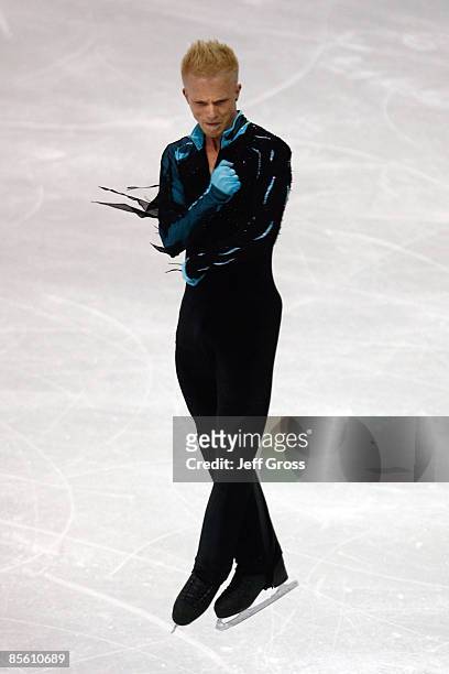 Adrian Schultheiss of Sweden competes in the Men's Short Program during the 2009 ISU World Figure Skating Championships at Staples Center March 25,...