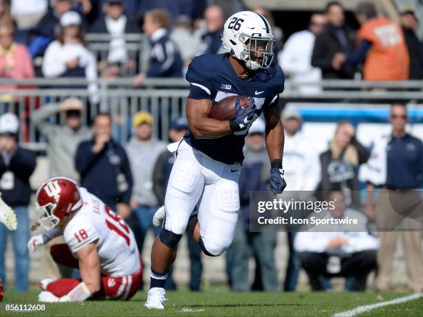 Penn State RB Saquon Barkley returns the opening kickoff 98-yards for a touchdown. The Penn State Nittany Lions defeated the Indiana Hoosiers 45-14...