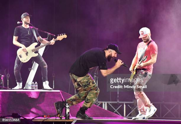Recording artist Sam Hunt performs during the Route 91 Harvest country music festival at the Las Vegas Village on September 30, 2017 in Las Vegas,...