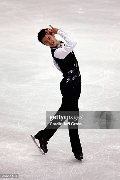 Patrick Chan of Canada competes in the Men's Short Program during the 2009 ISU World Figure Skating Championships at Staples Center March 25, 2009 in...