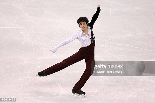 Javier Fernandez of Spain competes in the Men's Short Program during the 2009 ISU World Figure Skating Championships at Staples Center March 25, 2009...