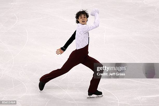 Javier Fernandez of Spain competes in the Men's Short Program during the 2009 ISU World Figure Skating Championships at Staples Center March 25, 2009...