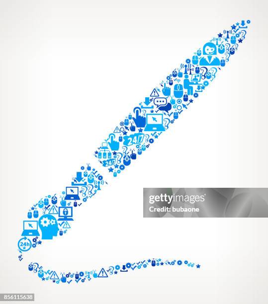 paint brush and brush stroke tech support vector icon pattern - remote work tools stock illustrations