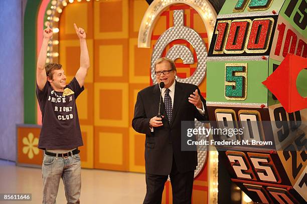 Host Drew Carey speaks during a segment of "The Price Is Right" at CBS Television City on March 25, 2009 in Los Angeles, California.